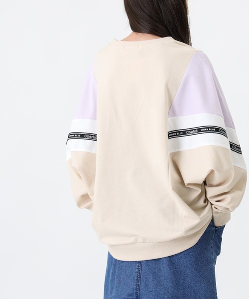 VIVIAN BLUE（ビビアンブルー）の「【VIVIAN BLUE】シェブロンプルオーバー（Tシャツ/カットソー・キッズ・ベージュ/ブラック・140/155/130/120）」の4枚目の写真