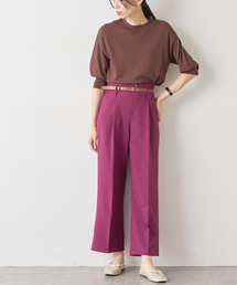 natural couture | 合皮ベルト付きタックパンツ(その他パンツ)