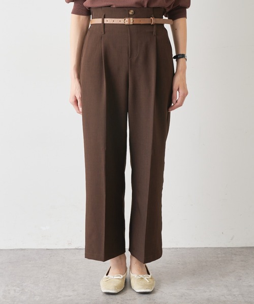 natural couture（ナチュラルクチュール）の「合皮ベルト付きタックパンツ（その他パンツ・レディース・ピンク/チェック/グリーン/ブラウン・FREE）」の12枚目の写真