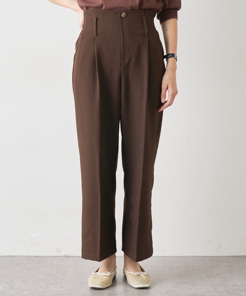 natural couture（ナチュラルクチュール）の「合皮ベルト付きタックパンツ（その他パンツ・レディース・ピンク/チェック/グリーン/ブラウン・FREE）」の10枚目の写真