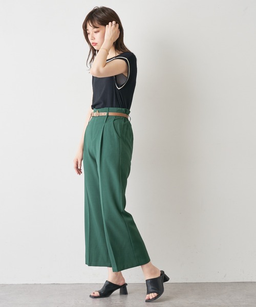 natural couture（ナチュラルクチュール）の「合皮ベルト付きタックパンツ（その他パンツ・レディース・ピンク/チェック/グリーン/ブラウン・FREE）」の5枚目の写真