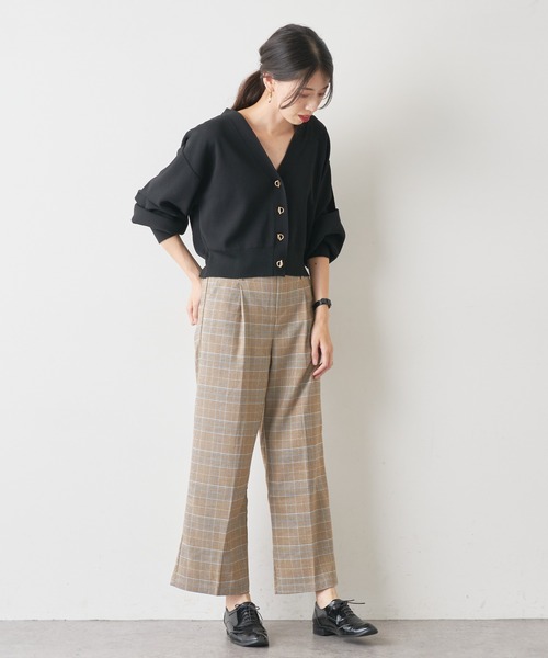 natural couture（ナチュラルクチュール）の「合皮ベルト付きタックパンツ（その他パンツ・レディース・ピンク/チェック/グリーン/ブラウン・FREE）」の9枚目の写真