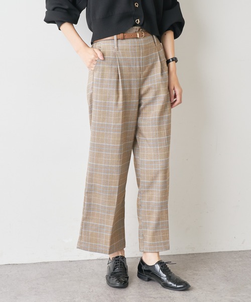 natural couture（ナチュラルクチュール）の「合皮ベルト付きタックパンツ（その他パンツ・レディース・ピンク/チェック/グリーン/ブラウン・FREE）」の18枚目の写真