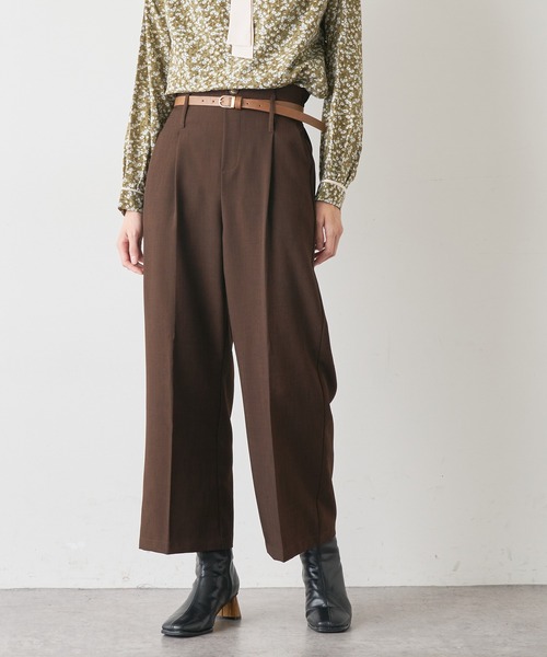 natural couture（ナチュラルクチュール）の「合皮ベルト付きタックパンツ（その他パンツ・レディース・ピンク/チェック/グリーン/ブラウン・FREE）」の17枚目の写真