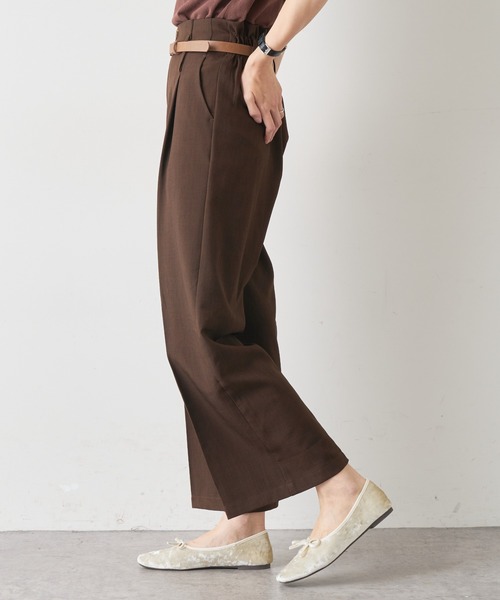 natural couture（ナチュラルクチュール）の「合皮ベルト付きタックパンツ（その他パンツ・レディース・ピンク/チェック/グリーン/ブラウン・FREE）」の6枚目の写真