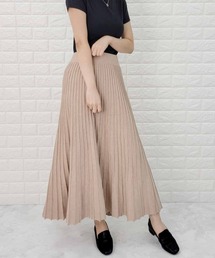 リブ ニット ウエストゴム Aライン ロングスカート