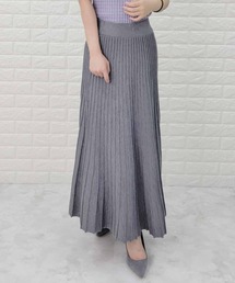 リブ ニット ウエストゴム Aライン ロングスカート