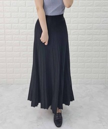 リブ ニット ウエストゴム Aライン ロングスカート