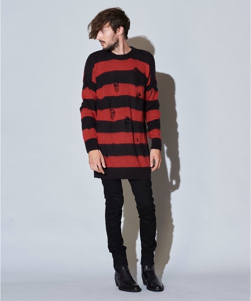 NO ID.（ノーアイディ）の「シャギーニットボーダーラダリングBIG-PO（ニット/セーター・メンズ・ホワイト/パープル/レッド/ブルー・ONE SIZE）」の21枚目の写真