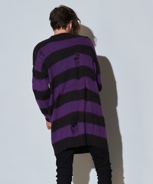 NO ID.（ノーアイディ）の「シャギーニットボーダーラダリングBIG-PO（ニット/セーター・メンズ・ホワイト/パープル/レッド/ブルー・ONE SIZE）」の11枚目の写真