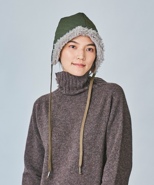 OVERRIDE（オーバーライド）の「OVERRIDE QUILTING FAKEFUR BONNET（ハット・レディース・オリーブ/ブラック・FREE）」の5枚目の写真