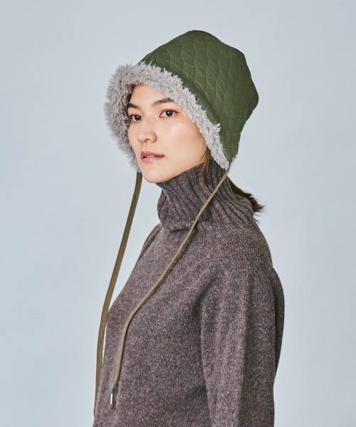 OVERRIDE（オーバーライド）の「OVERRIDE QUILTING FAKEFUR BONNET（ハット・レディース・オリーブ/ブラック・FREE）」の12枚目の写真