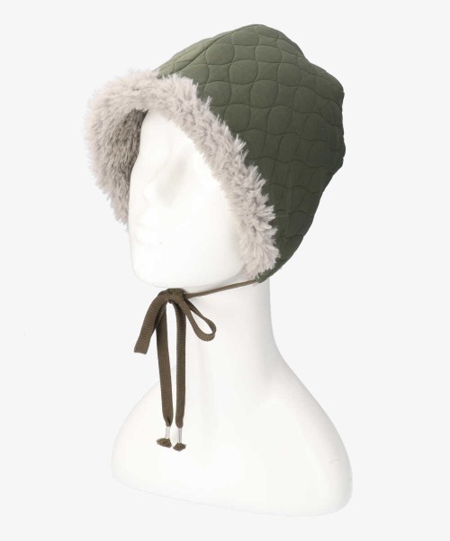 OVERRIDE（オーバーライド）の「OVERRIDE QUILTING FAKEFUR BONNET（ハット・レディース・オリーブ/ブラック・FREE）」の14枚目の写真