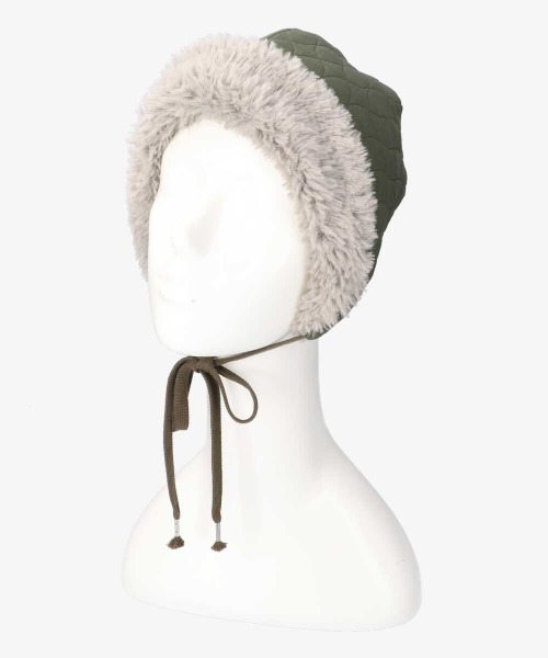 OVERRIDE（オーバーライド）の「OVERRIDE QUILTING FAKEFUR BONNET（ハット・レディース・オリーブ/ブラック・FREE）」の11枚目の写真