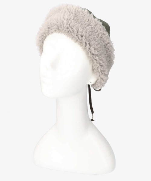 OVERRIDE（オーバーライド）の「OVERRIDE QUILTING FAKEFUR BONNET（ハット・レディース・オリーブ/ブラック・FREE）」の4枚目の写真