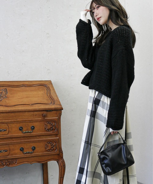 Per sist ence(パーシエンス)の「Per sist ence/パーシエンス 透かし編み ニットプルオーバー(ニット/セーター・レディース・ブラック/イエロー/アイボリー/グレイッシュベージュ・FREE)」の19枚目の写真