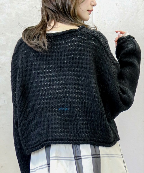 Per sist ence(パーシエンス)の「Per sist ence/パーシエンス 透かし編み ニットプルオーバー(ニット/セーター・レディース・ブラック/イエロー/アイボリー/グレイッシュベージュ・FREE)」の17枚目の写真