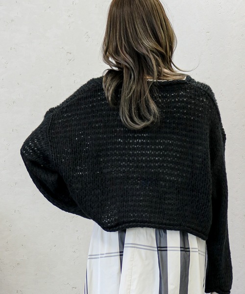 Per sist ence(パーシエンス)の「Per sist ence/パーシエンス 透かし編み ニットプルオーバー(ニット/セーター・レディース・ブラック/イエロー/アイボリー/グレイッシュベージュ・FREE)」の15枚目の写真