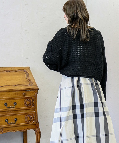 Per sist ence(パーシエンス)の「Per sist ence/パーシエンス 透かし編み ニットプルオーバー(ニット/セーター・レディース・ブラック/イエロー/アイボリー/グレイッシュベージュ・FREE)」の14枚目の写真