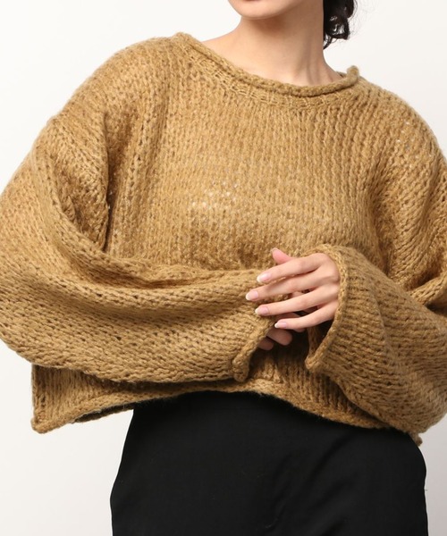 Per sist ence(パーシエンス)の「Per sist ence/パーシエンス 透かし編み ニットプルオーバー(ニット/セーター・レディース・ブラック/イエロー/アイボリー/グレイッシュベージュ・FREE)」の13枚目の写真