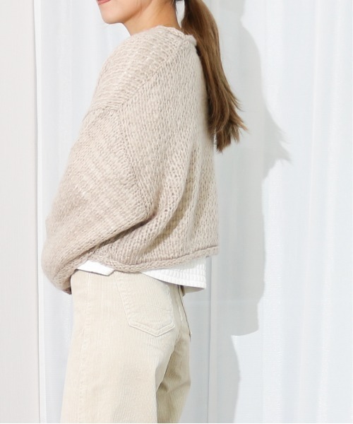 Per sist ence(パーシエンス)の「Per sist ence/パーシエンス 透かし編み ニットプルオーバー(ニット/セーター・レディース・ブラック/イエロー/アイボリー/グレイッシュベージュ・FREE)」の7枚目の写真