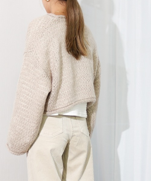 Per sist ence(パーシエンス)の「Per sist ence/パーシエンス 透かし編み ニットプルオーバー(ニット/セーター・レディース・ブラック/イエロー/アイボリー/グレイッシュベージュ・FREE)」の8枚目の写真