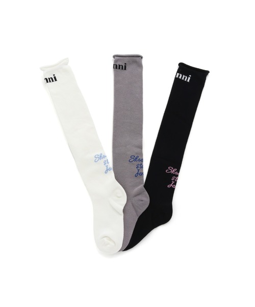 JENNI love（ジェニィラブ）の「ガーリーロゴニーハイソックス（ソックス/靴下・キッズ・ブラック/オフホワイト/グレー・22-24cm/19-21cm）」の4枚目の写真