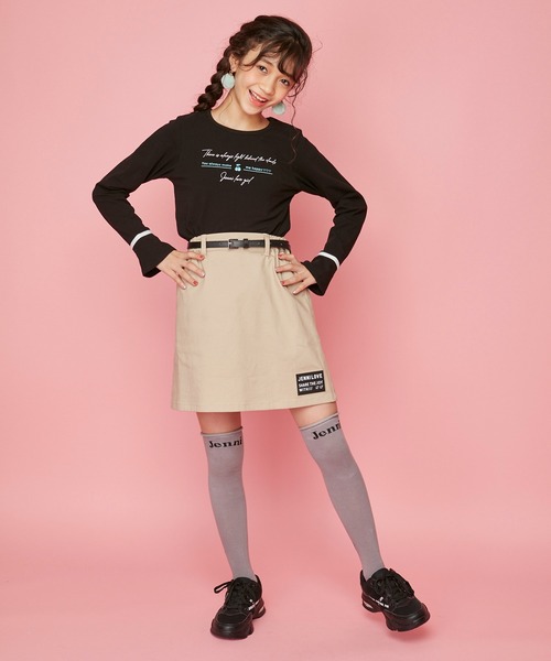 JENNI love（ジェニィラブ）の「ガーリーロゴニーハイソックス（ソックス/靴下・キッズ・ブラック/オフホワイト/グレー・22-24cm/19-21cm）」の7枚目の写真