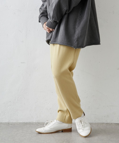 PUAL CE CIN(ピュアルセシン)の「針抜きリブテーパードパンツ(その他パンツ・レディース・ブラック/ブラウン/マスタード/ナチュラル・FREE)」の9枚目の写真