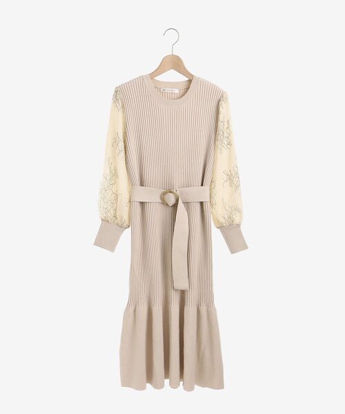 MAJESTIC LEGON（マジェスティックレゴン）の「レーススリーブマーメイドワンピース（ワンピース・レディース・アイボリー/ライトグレー/ピンクベージュ・MEDIUM/SMALL）」の4枚目の写真