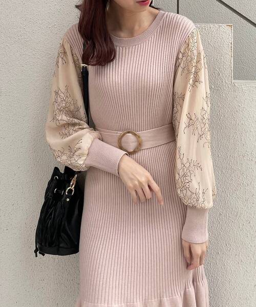 MAJESTIC LEGON（マジェスティックレゴン）の「レーススリーブマーメイドワンピース（ワンピース・レディース・アイボリー/ライトグレー/ピンクベージュ・MEDIUM/SMALL）」の22枚目の写真