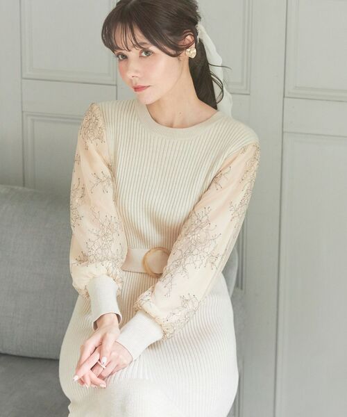 MAJESTIC LEGON（マジェスティックレゴン）の「レーススリーブマーメイドワンピース（ワンピース・レディース・アイボリー/ライトグレー/ピンクベージュ・MEDIUM/SMALL）」の20枚目の写真