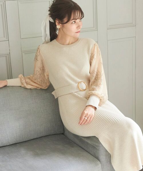 MAJESTIC LEGON（マジェスティックレゴン）の「レーススリーブマーメイドワンピース（ワンピース・レディース・アイボリー/ライトグレー/ピンクベージュ・MEDIUM/SMALL）」の18枚目の写真