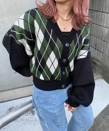 nemne store（ネンネストア）の「紅葉が降るアーガイルVネックカーディガン（カーディガン/ボレロ・レディース）」