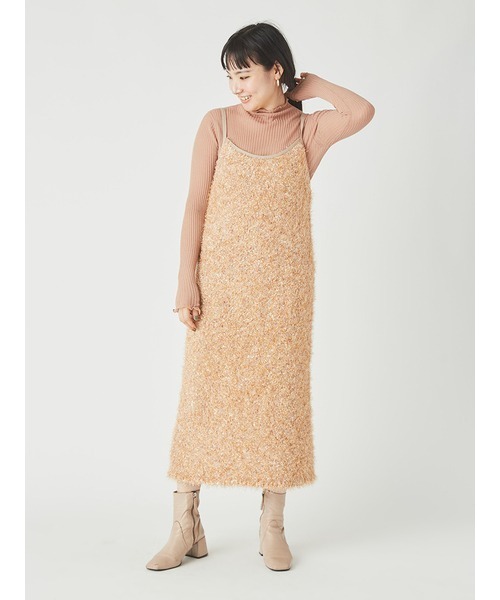 styling/(スタイリング)の「シアーリブニットハイネックプルオーバー(ニット/セーター・レディース・ホワイト/ピンクベージュ/ピンク/ブラック・FREE)」の1枚目の写真