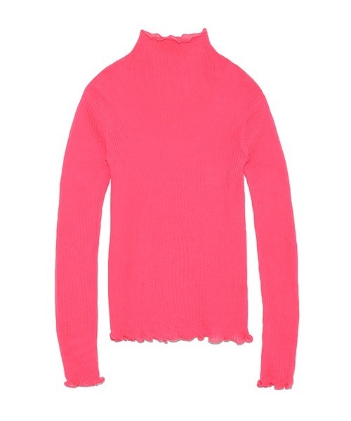 styling/(スタイリング)の「シアーリブニットハイネックプルオーバー(ニット/セーター・レディース・ホワイト/ピンクベージュ/ピンク/ブラック・FREE)」の4枚目の写真