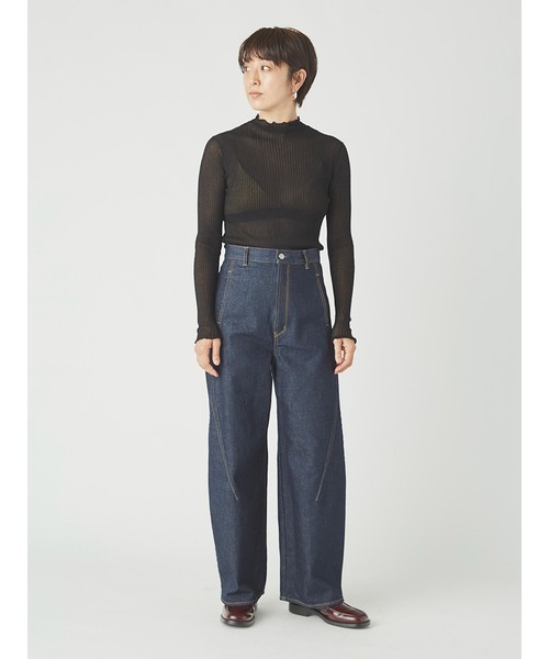 styling/(スタイリング)の「シアーリブニットハイネックプルオーバー(ニット/セーター・レディース・ホワイト/ピンクベージュ/ピンク/ブラック・FREE)」の13枚目の写真