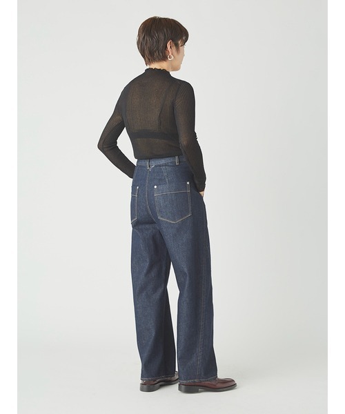 styling/(スタイリング)の「シアーリブニットハイネックプルオーバー(ニット/セーター・レディース・ホワイト/ピンクベージュ/ピンク/ブラック・FREE)」の7枚目の写真