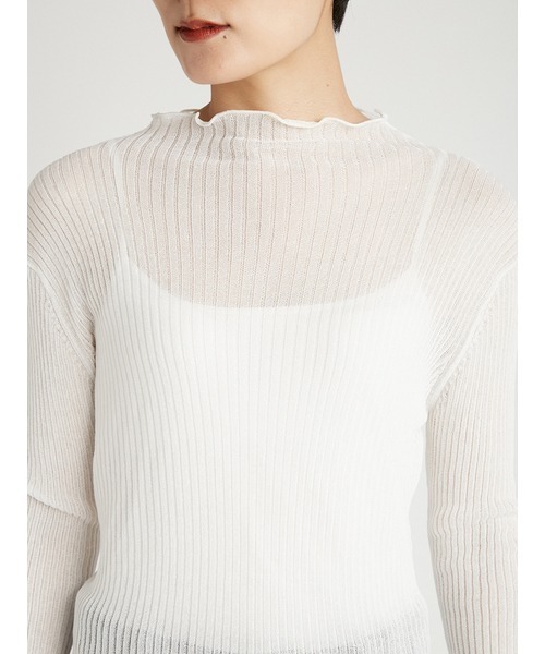 styling/(スタイリング)の「シアーリブニットハイネックプルオーバー(ニット/セーター・レディース・ホワイト/ピンクベージュ/ピンク/ブラック・FREE)」の10枚目の写真