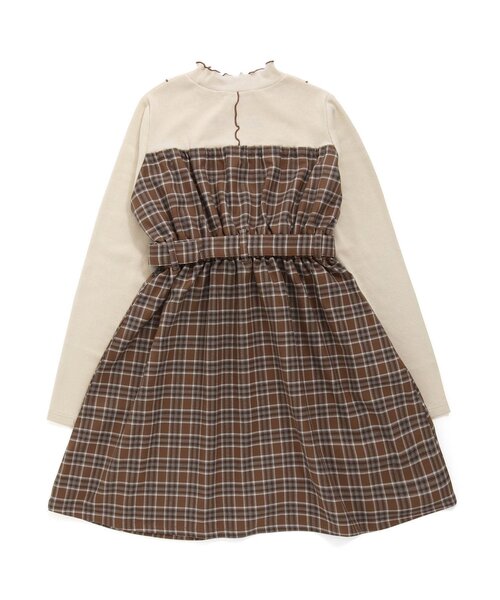 algy（アルジー）の「チェックドッキングワンピ（ワンピース・キッズ・ベージュ/ブラック・XX-SMALL/SMALL/XXX-SMALL/MEDIUM/X-SMALL）」の4枚目の写真