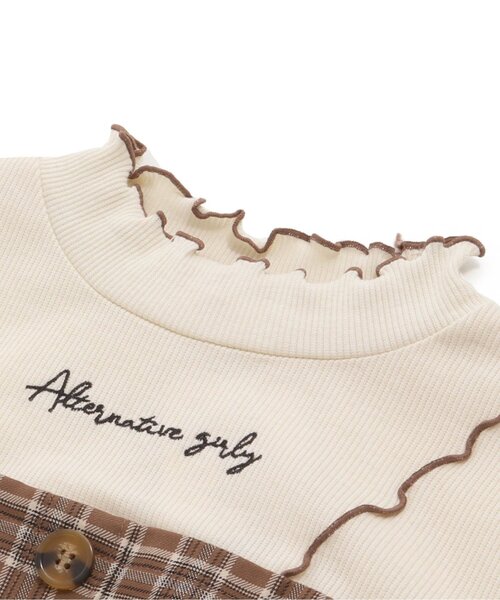 algy（アルジー）の「チェックドッキングワンピ（ワンピース・キッズ・ベージュ/ブラック・XX-SMALL/SMALL/XXX-SMALL/MEDIUM/X-SMALL）」の9枚目の写真