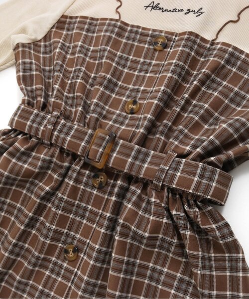 algy（アルジー）の「チェックドッキングワンピ（ワンピース・キッズ・ベージュ/ブラック・XX-SMALL/SMALL/XXX-SMALL/MEDIUM/X-SMALL）」の13枚目の写真