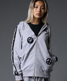 STUD MUFFIN | mpa2737-ストレッチベア裏毛 サガラパッチ＆ロゴpt サイドライン ジップパーカー(パーカー)