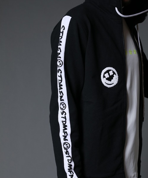 STUD MUFFIN（スタッドマフィン）の「mpa2737-ストレッチベア裏毛 サガラパッチ＆ロゴpt サイドライン ジップパーカー（パーカー・メンズ・ブラック/杢グレー・2/4/3）」の7枚目の写真