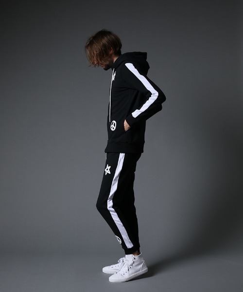 STUD MUFFIN（スタッドマフィン）の「mpa2737-ストレッチベア裏毛 サガラパッチ＆ロゴpt サイドライン ジップパーカー（パーカー・メンズ・ブラック/杢グレー・2/4/3）」の13枚目の写真