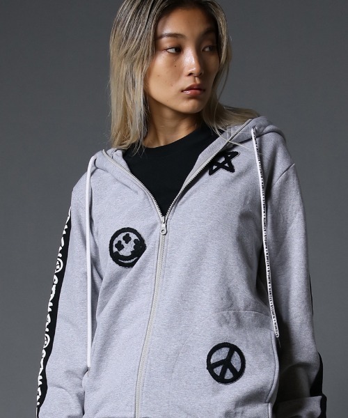 STUD MUFFIN（スタッドマフィン）の「mpa2737-ストレッチベア裏毛 サガラパッチ＆ロゴpt サイドライン ジップパーカー（パーカー・メンズ・ブラック/杢グレー・2/4/3）」の15枚目の写真