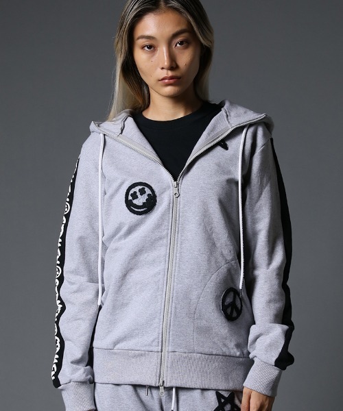 STUD MUFFIN（スタッドマフィン）の「mpa2737-ストレッチベア裏毛 サガラパッチ＆ロゴpt サイドライン ジップパーカー（パーカー・メンズ・ブラック/杢グレー・2/4/3）」の16枚目の写真