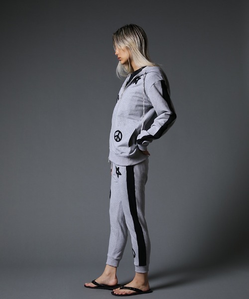 STUD MUFFIN（スタッドマフィン）の「mpa2737-ストレッチベア裏毛 サガラパッチ＆ロゴpt サイドライン ジップパーカー（パーカー・メンズ・ブラック/杢グレー・2/4/3）」の21枚目の写真