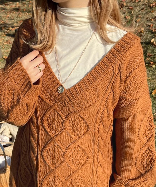 apres jour clair（アプレジュールクレア）の「【apres jour clair】タートルネック（Tシャツ/カットソー・レディース・ベージュ/ダークブラウン/アイボリー・フリー/X-LARGE）」の2枚目の写真