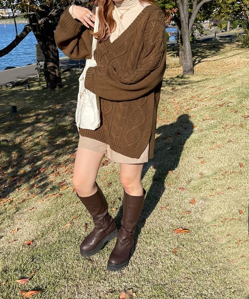 apres jour clair（アプレジュールクレア）の「【apres jour clair】タートルネック（Tシャツ/カットソー・レディース・ベージュ/ダークブラウン/アイボリー・フリー/X-LARGE）」の11枚目の写真